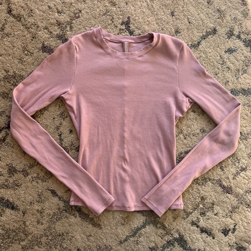Skims Cotton Rib Long Sleeve Shirt in Pink